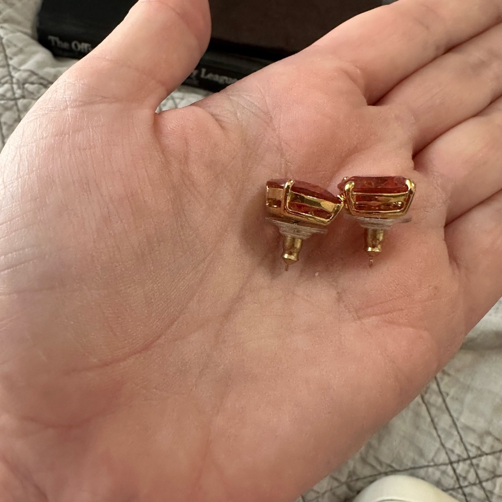 Kate Spade Orange Earrings with Gold Detail - Picture 3 of 3